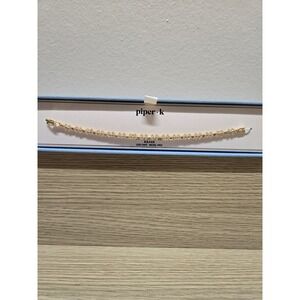 Piper K Gold Tone Floral Cubic Zirconia Tennis Bracelet Brass Lead Nickel Free